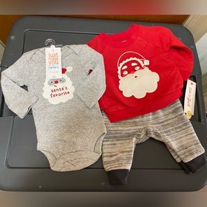 Newborn Santa Outfit and bodysuit lot, Just one You by Carter’s and Cat & Jack